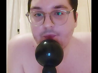Chubby nerd boy gets his mouth stuffed with a massive cock. He gags and drools, but keeps going. The climax? A massive facial cumshot. This is not your average gay porn video.